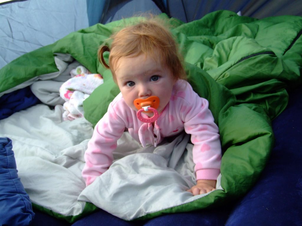 baby girl camping baby