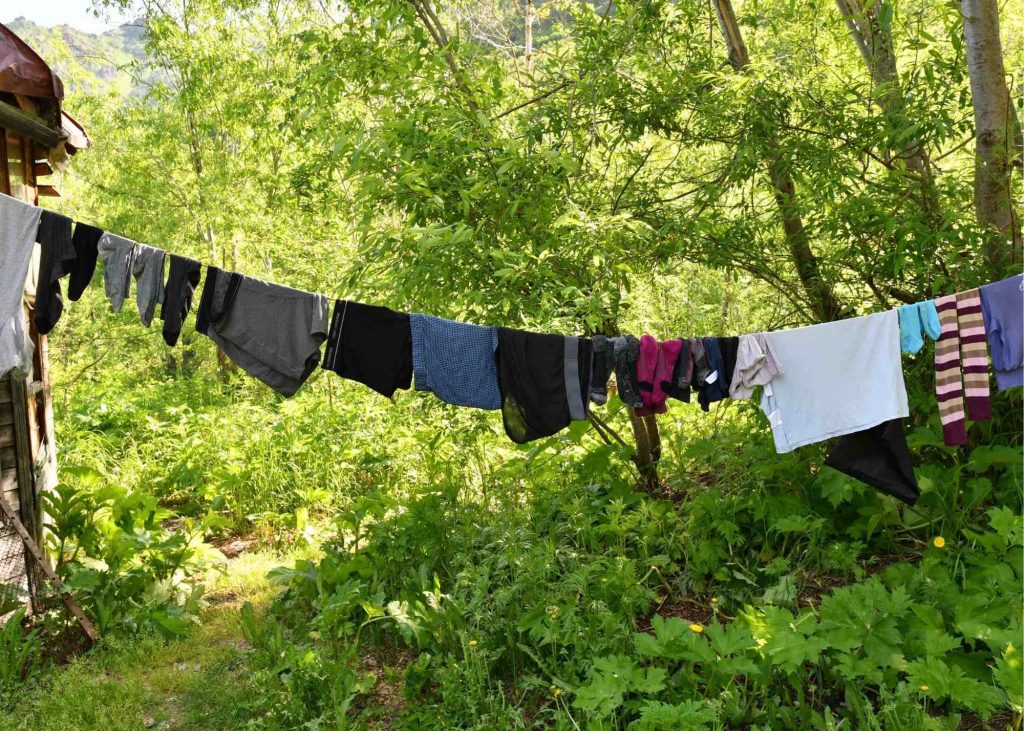 drying clothesline camping