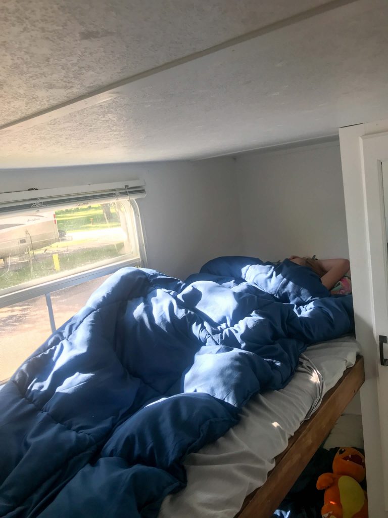 camping in trailer with kids