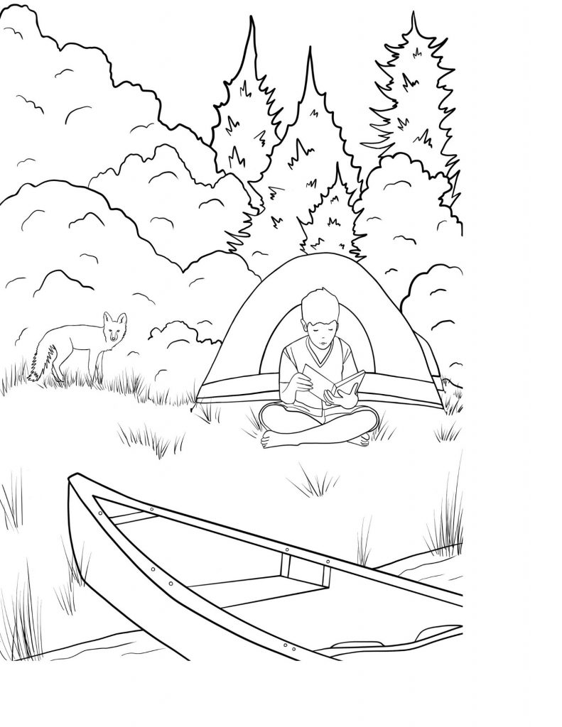 Free camping tent coloring page for camping